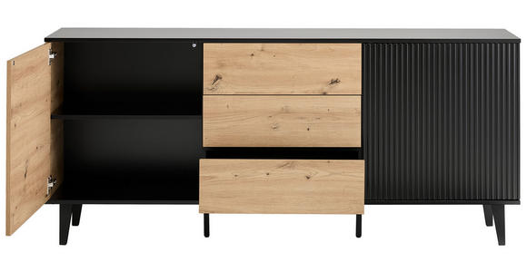 SIDEBOARD Schwarz, Eiche Artisan Einlegeböden  - Schwarz/Eiche Artisan, Design, Holzwerkstoff/Metall (178/78/40cm) - Xora