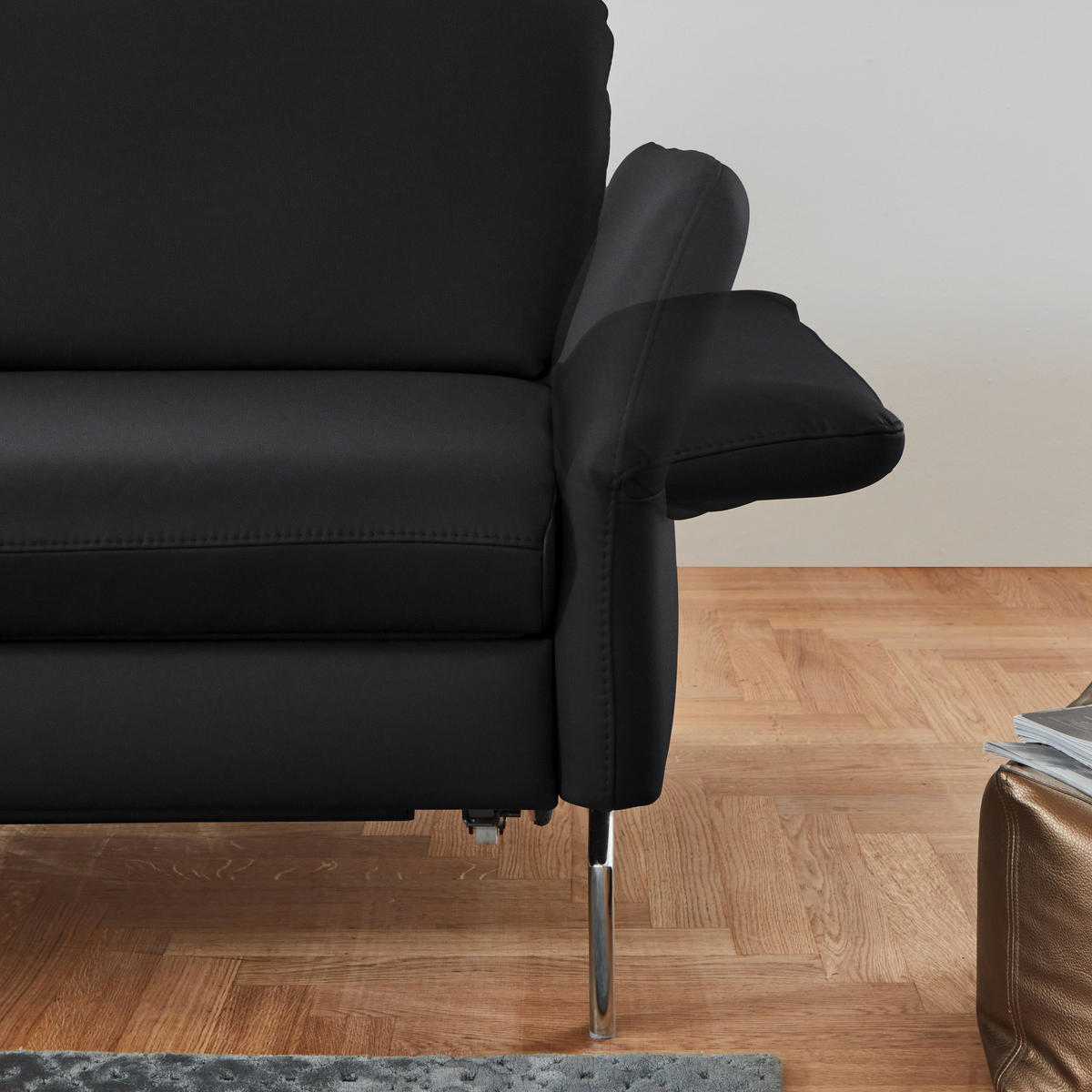 ECKSOFA in Echtleder Anthrazit  220/284 cm  - Anthrazit/Alufarben, KONVENTIONELL, Leder/Metall (220/284cm) - Beldomo Premium
