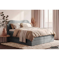 BOXSPRINGBETT 180/200 cm,  in Dunkelgrau, gepolstertes Kopfteil, Bettkasten, Topper, Matratzen, H3 + H3 = fest  - Dunkelgrau/Schwarz, Design, Holz/Holzwerkstoff (180/200cm) - Chameo
