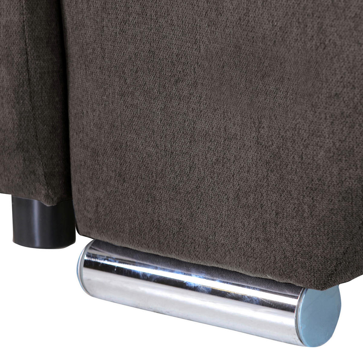 ECKSOFA in Flachgewebe Schlammfarben  - Chromfarben/Hellbraun, Konventionell, Textil/Metall (175/270cm) - MID.YOU