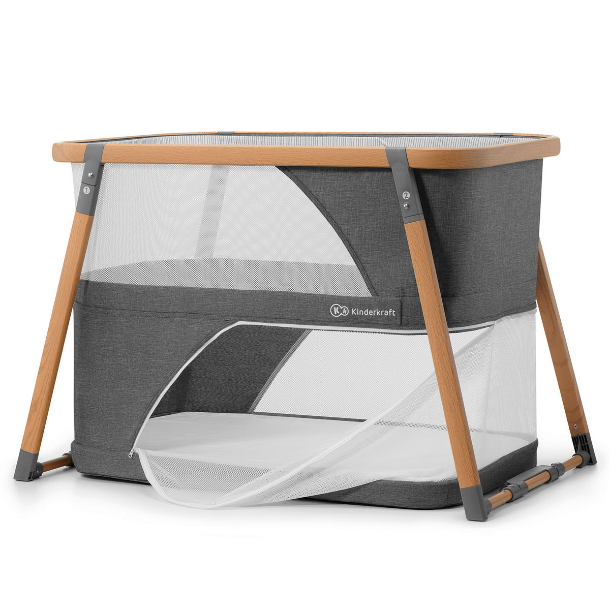 REISEBETT Sofi Grau, Naturfarben, Weiß  - Naturfarben/Weiß, Basics, Kunststoff/Textil (50/90cm) - kinderkraft