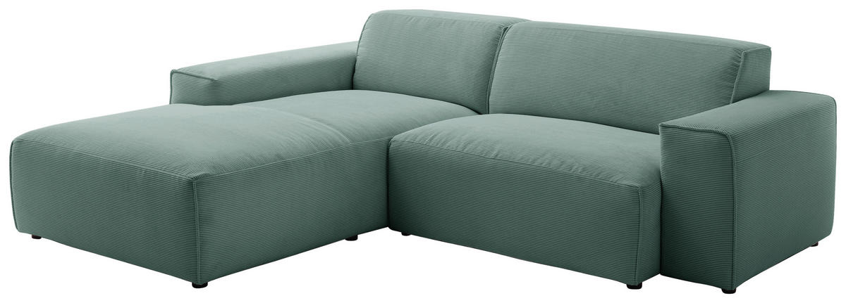 ECKSOFA in Cord Grün  189/230 cm  - Schwarz/Grün, Design, Kunststoff/Textil (189/230cm) - Pure Home Lifestyle
