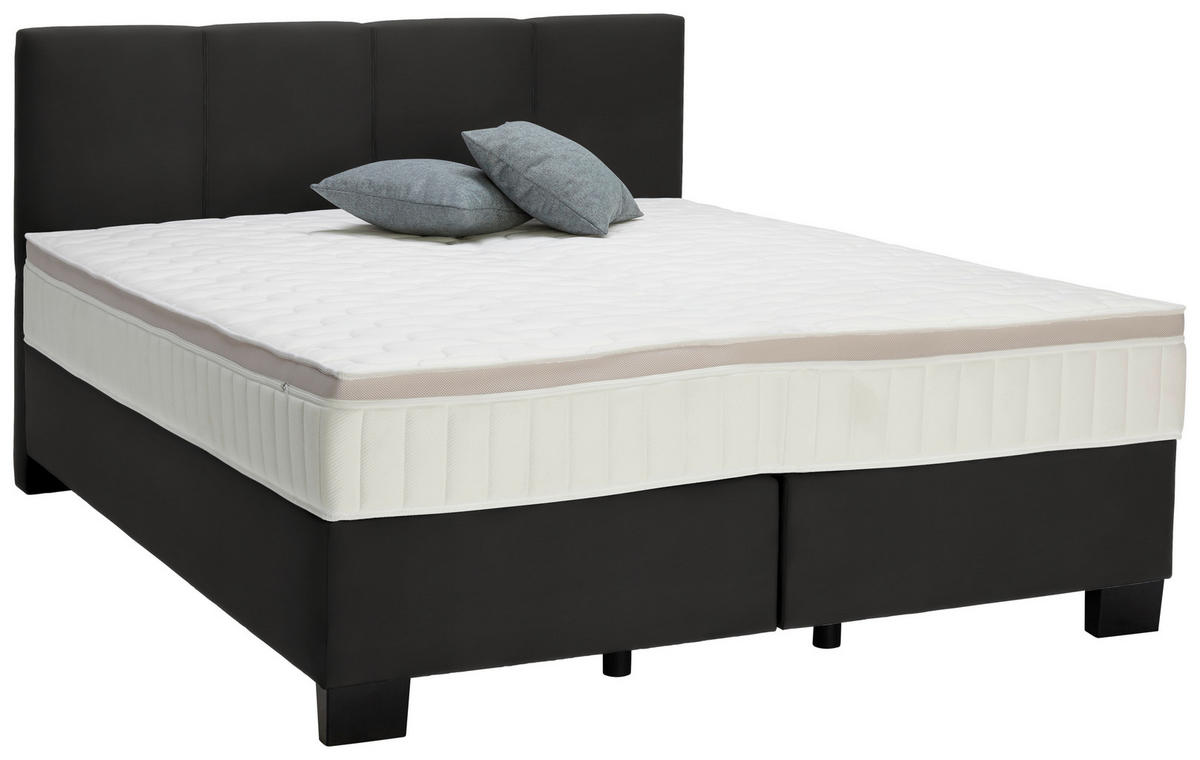 BOXSPRINGBETT 160/200 cm  in Schwarz  - Schwarz, Design, Kunststoff/Textil (160/200cm) - Hom`in