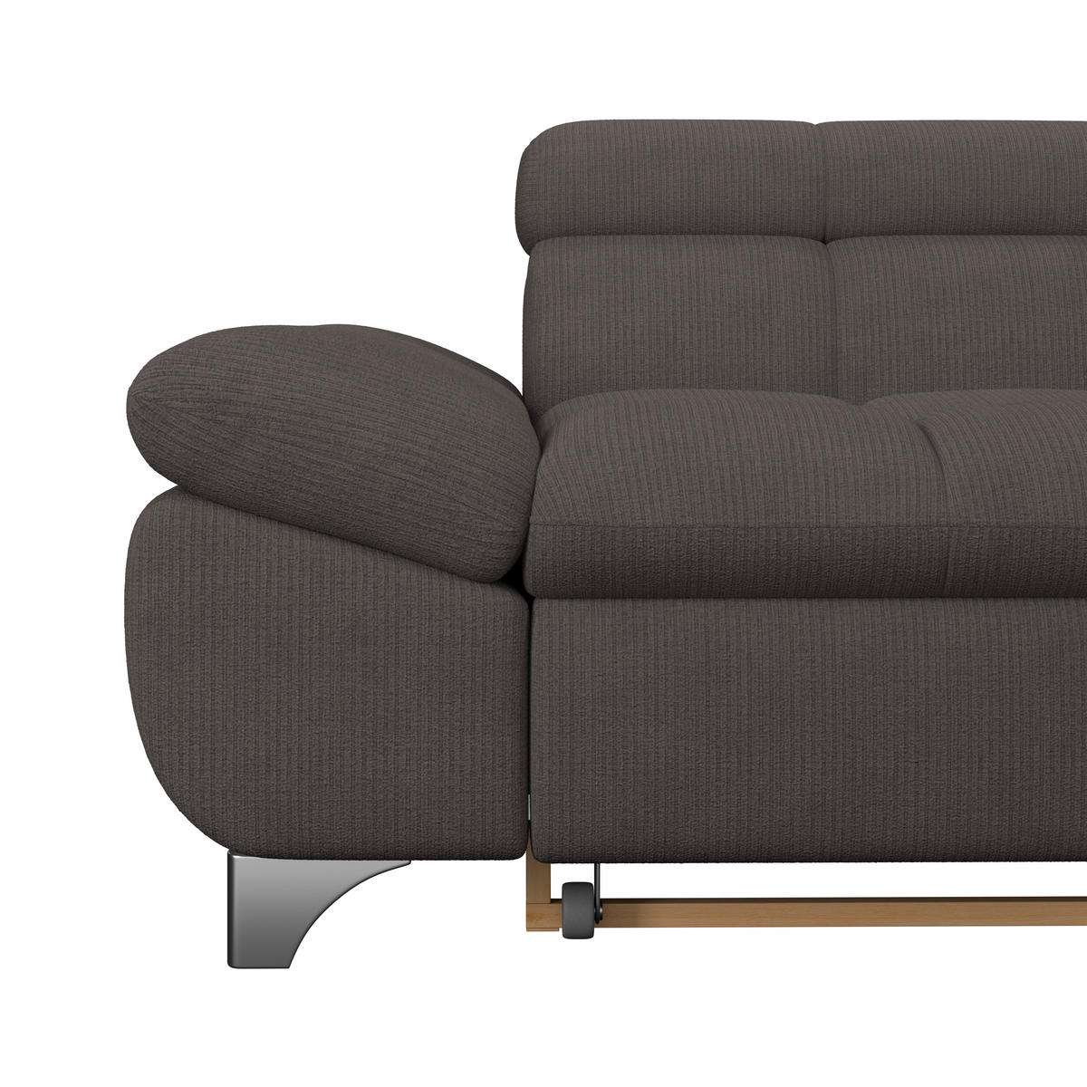 ECKSOFA Braun Chenille  - Chromfarben/Braun, KONVENTIONELL, Textil/Metall (312/234cm) - Livetastic