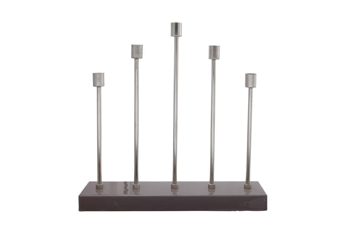 KERZENHALTER - Silberfarben/Grau, Trend, Metall (40/9/40cm) - Kayoom