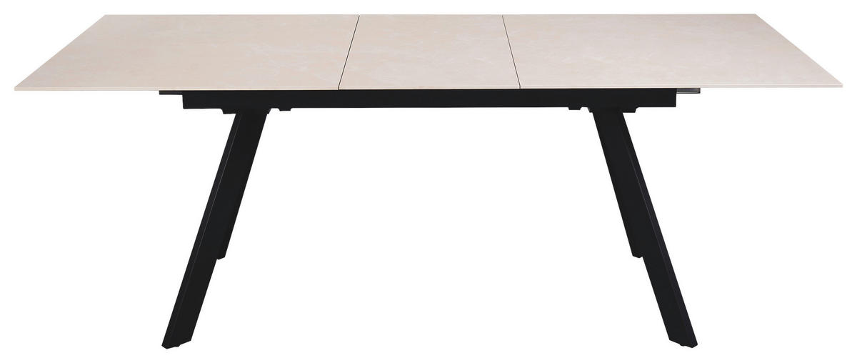 ESSTISCH 160-205/90/76 cm  Metall, Keramik ausziehbar rechteckig Schwarz, Beige  - Beige/Schwarz, Design, Keramik/Metall (160-205/90/76cm) - Novel