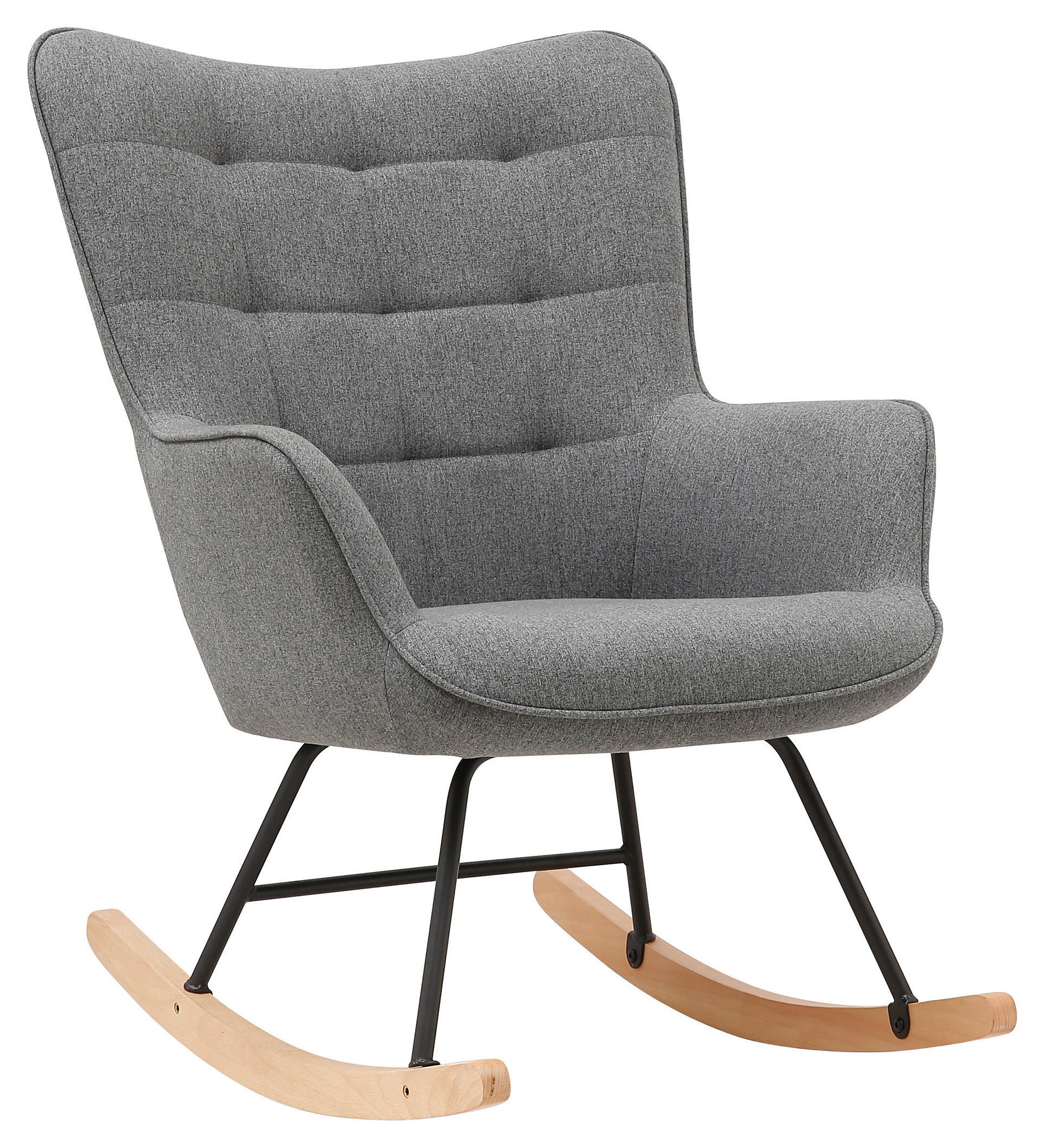 SCHAUKELSESSEL Richie Webstoff Grau    - Buchefarben/Schwarz, MODERN, Holz/Textil (72/92/92cm) - MID.YOU