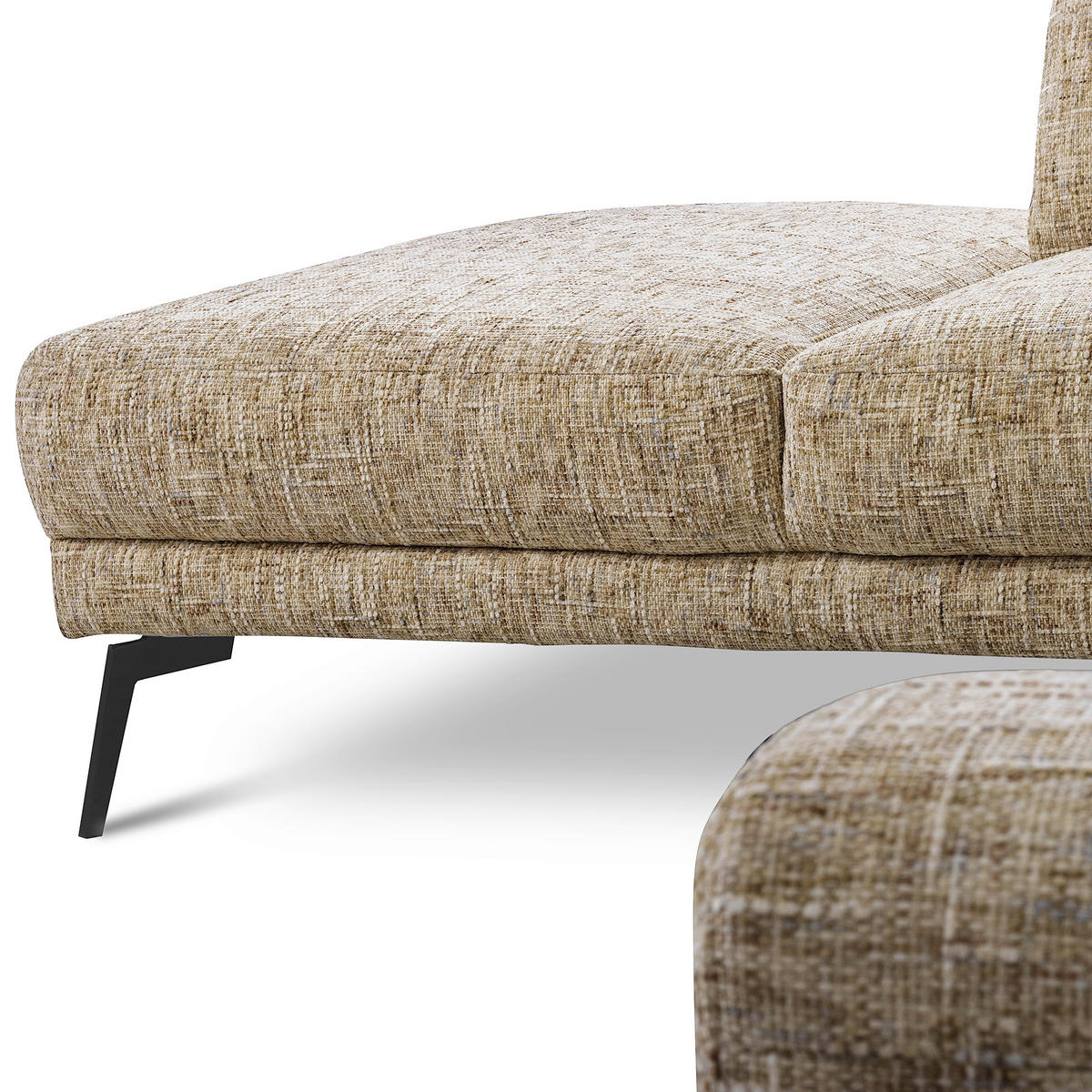 ECKSOFA  Webstoff Hellbraun  - Hellbraun/Schwarz, Design, Textil/Metall (250/273cm) - Livetastic