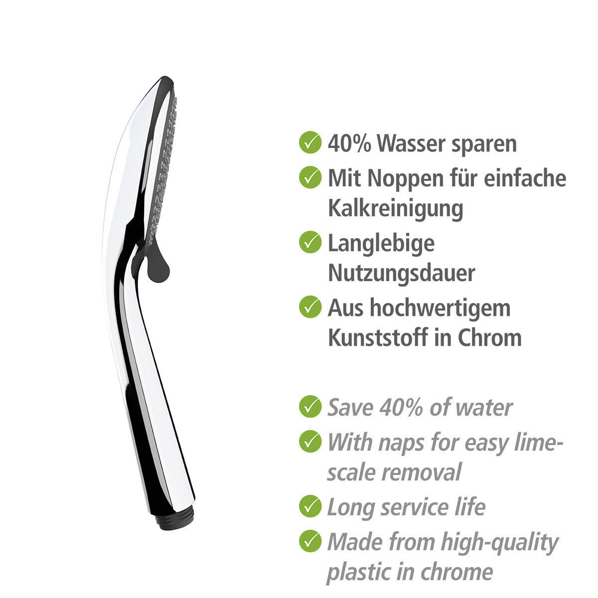 ZUHANYFEJ   - króm, Basics, műanyag (9,5cm) - Wenko