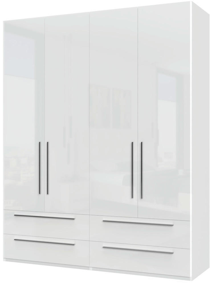 ORMAR SA KLASIČNIM VRATIMA bela, bela visoki sjaj  182/224/56 cm  - bela visoki sjaj/bela, Dizajnerski, pločasti materijal/plastika (182/224/56cm)