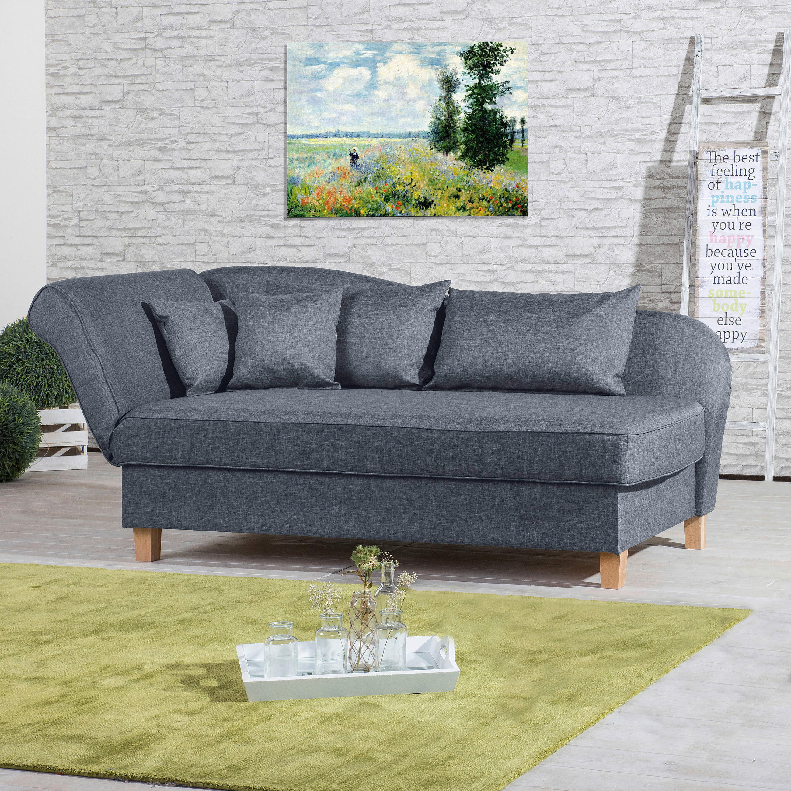 RÉCAMIERE Blau Flachgewebe  - Blau, Design, Holz/Textil (190/88/82cm) - Max Winzer