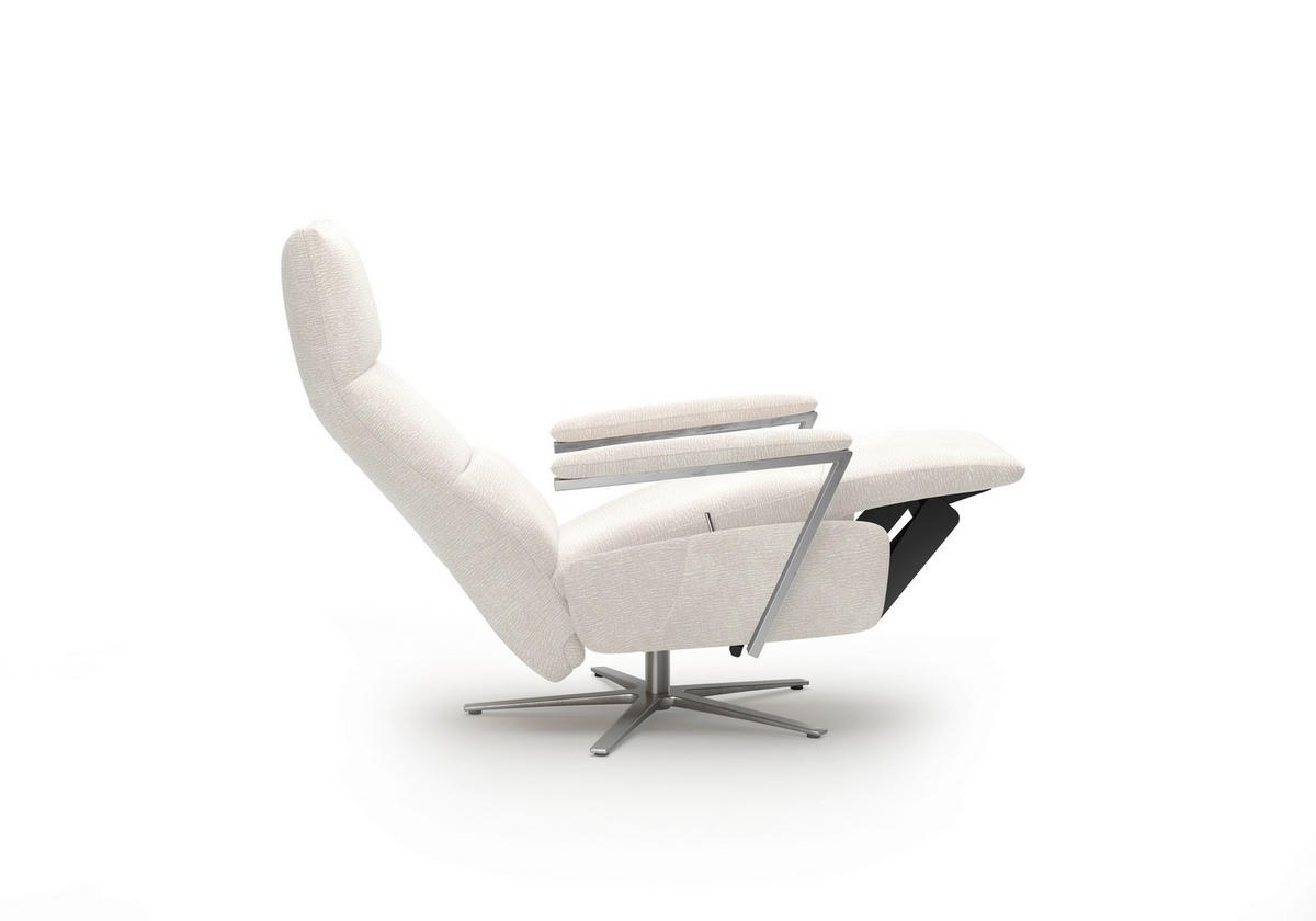 RELAXSESSEL TV VARIO COMFORT E S1 Chenille Kopfteilverstellung, Rücken echt    - Silberfarben/Creme, Basics, Textil/Metall (70/124/85cm) - Sit & More