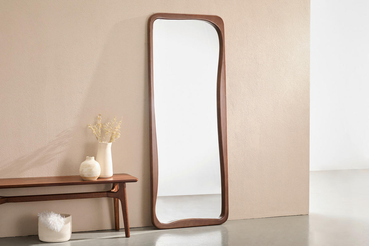 WANDSPIEGEL 70/180/5 cm    in rechteckig  - Walnussfarben, Design, Glas/Holz (70/180/5cm) - Xora