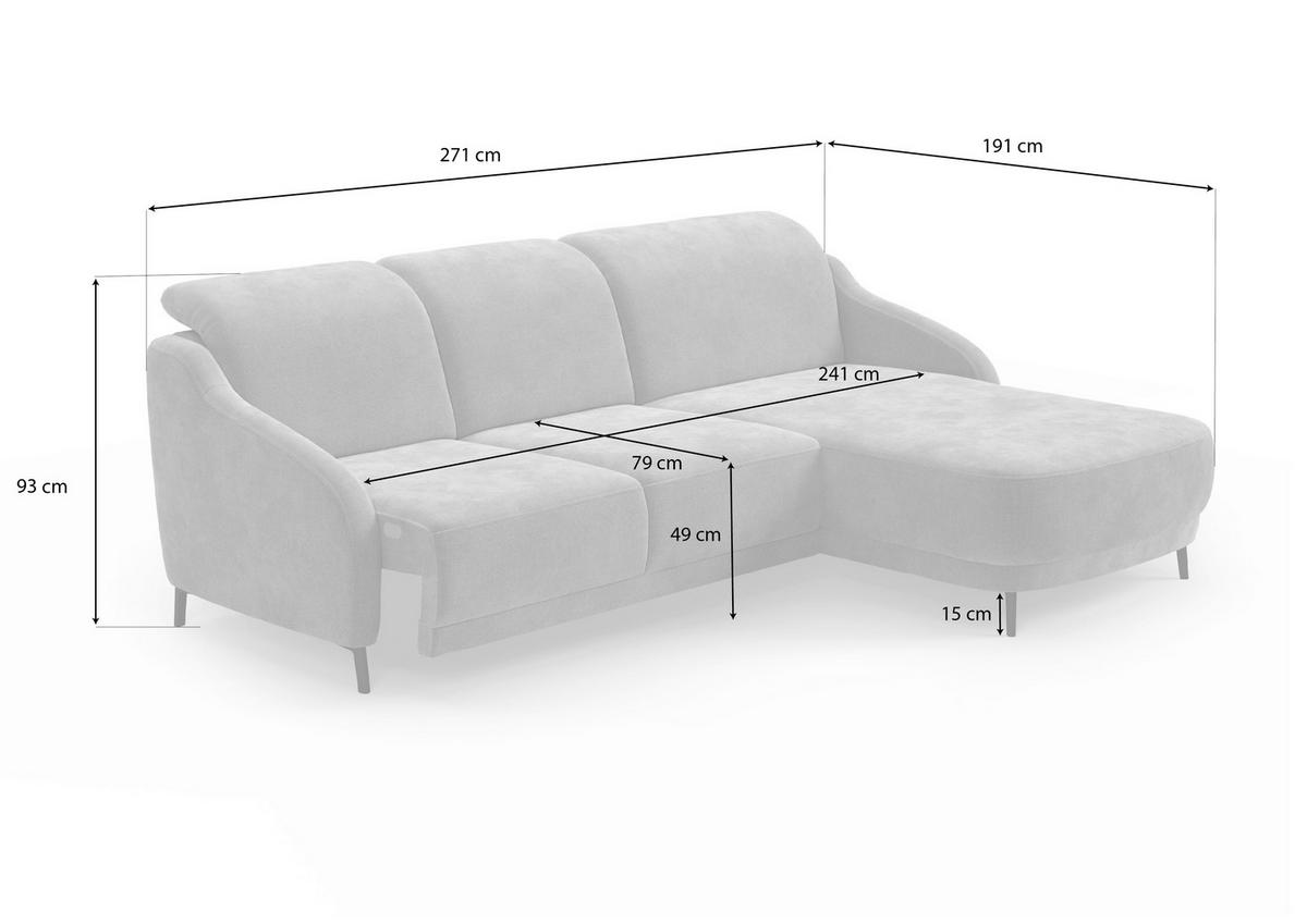 ECKSOFA in Samt Aubergine  271/191 cm  - Aubergine/Schwarz, MODERN, Textil/Metall (271/191cm) - Sit & More