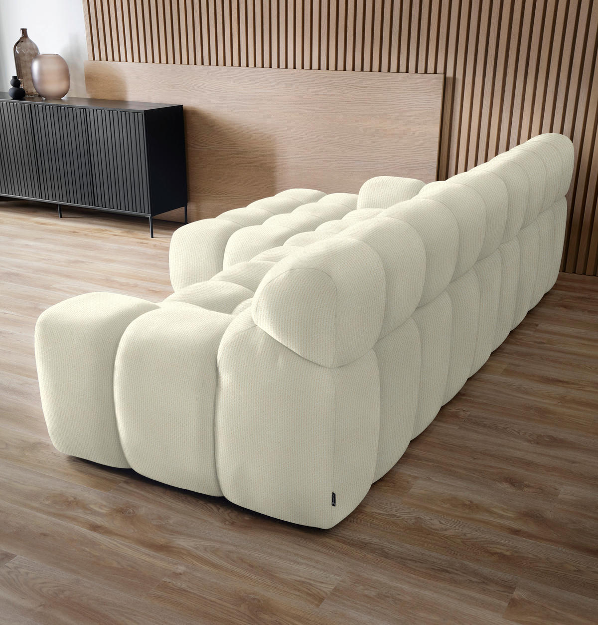 ECKSOFA in Webstoff Weiss  - Weiss/Schwarz, Modern, Kunststoff/Textil (180/297cm) - Welnova