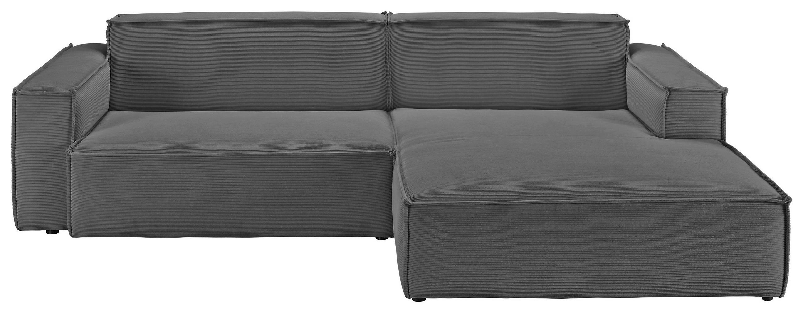 ECKSOFA in Feincord Anthrazit  276/168 cm  - Anthrazit/Schwarz, KONVENTIONELL, Kunststoff/Textil (276/168cm) - Hom`in