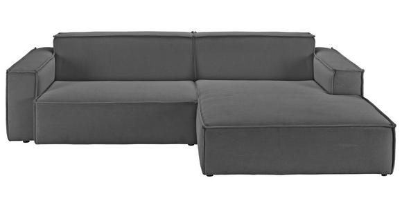 ECKSOFA in Feincord Anthrazit  - Anthrazit/Schwarz, KONVENTIONELL, Kunststoff/Textil (276/168cm) - Hom`in