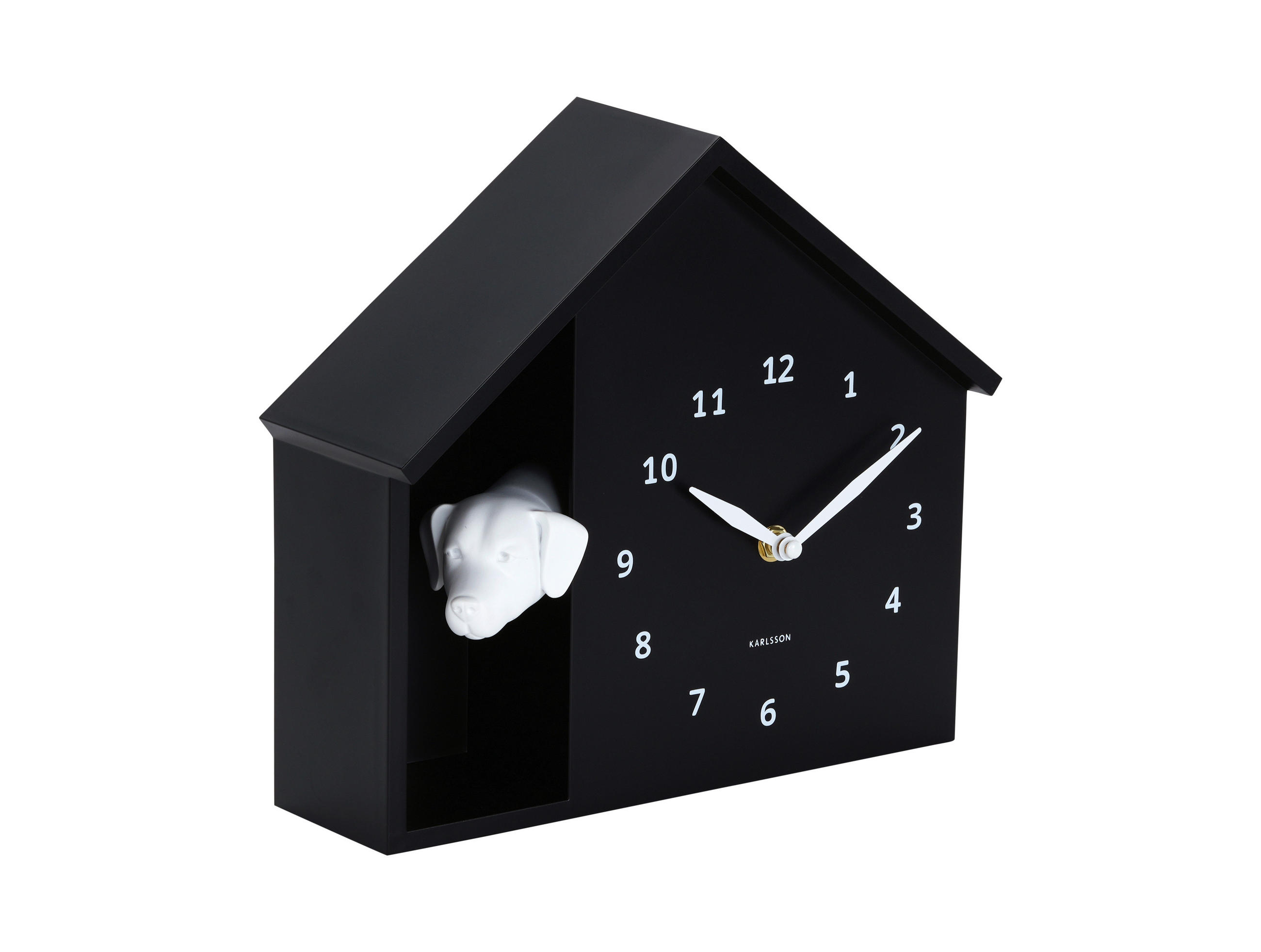 Karlsson Wanduhr Peeking Doggy Schwarz 24.9x27 cm