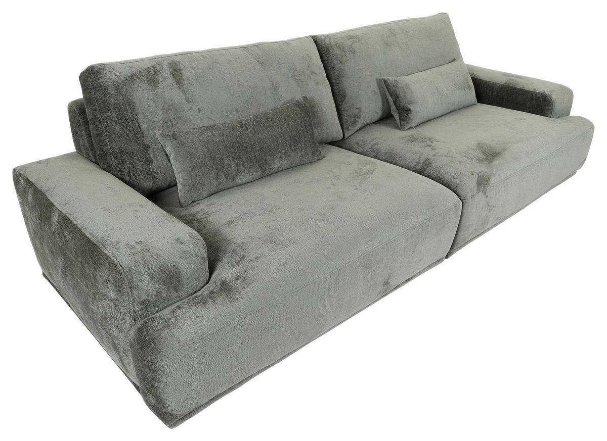 BIGSOFA in Chenille Grün  - Schwarz/Grün, Konventionell, Kunststoff/Textil (282/73/115cm) - MID.YOU