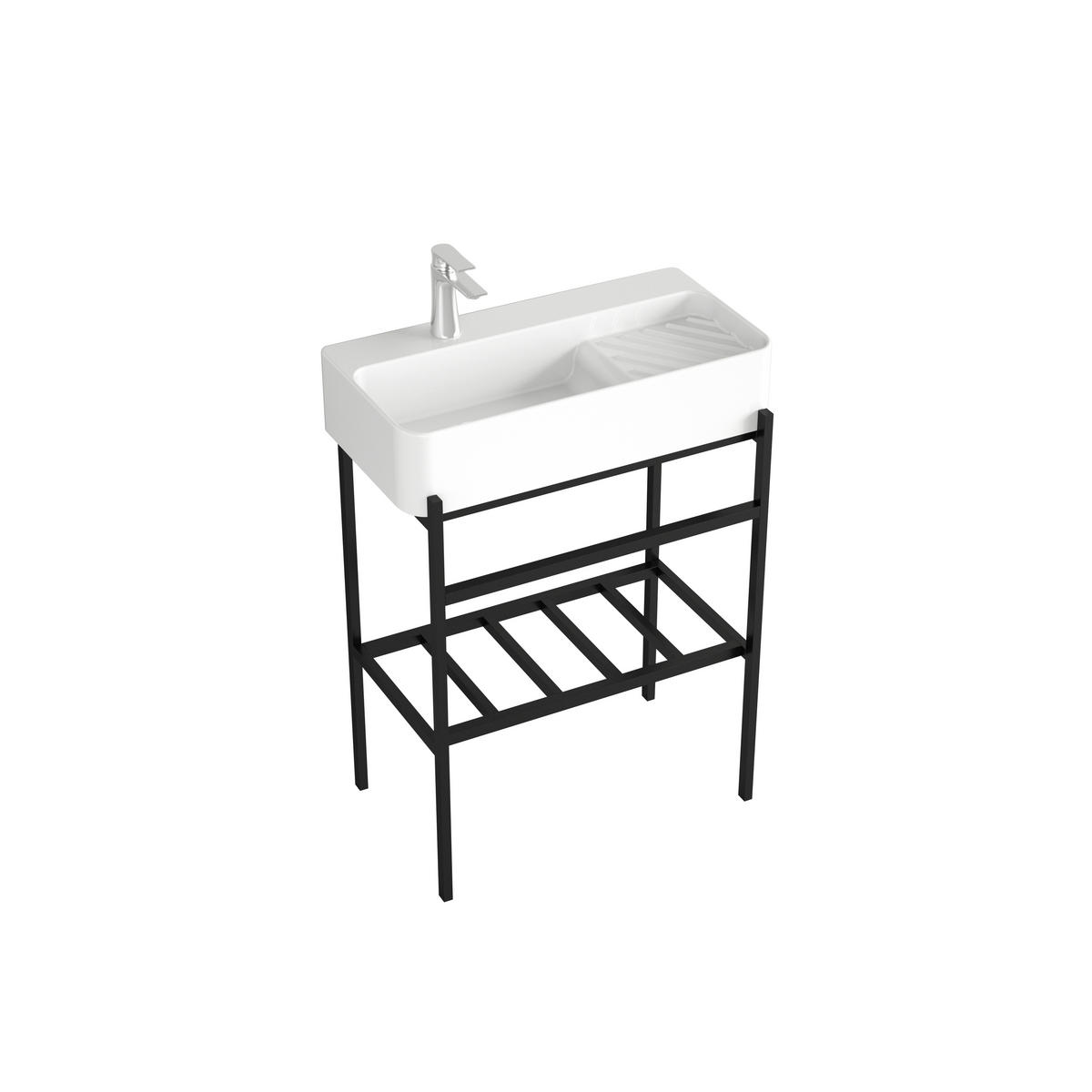 WASCHBECKEN 60/82/31 cm  - Schwarz/Weiß, KONVENTIONELL, Keramik/Metall (60/82/31cm) - Sanotechnik