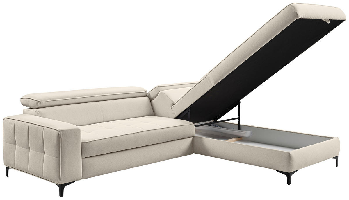 ECKSOFA  in Struktur Grau  251/203 cm  - Schwarz/Grau, Design, Textil/Metall (251/203cm) - MID.YOU