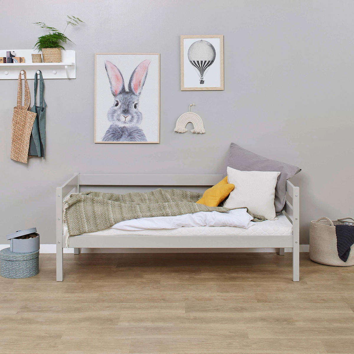 KINDER-/JUNIORBETT - Kieferfarben/Grau, MODERN, Holz (70/160cm) - MID.YOU