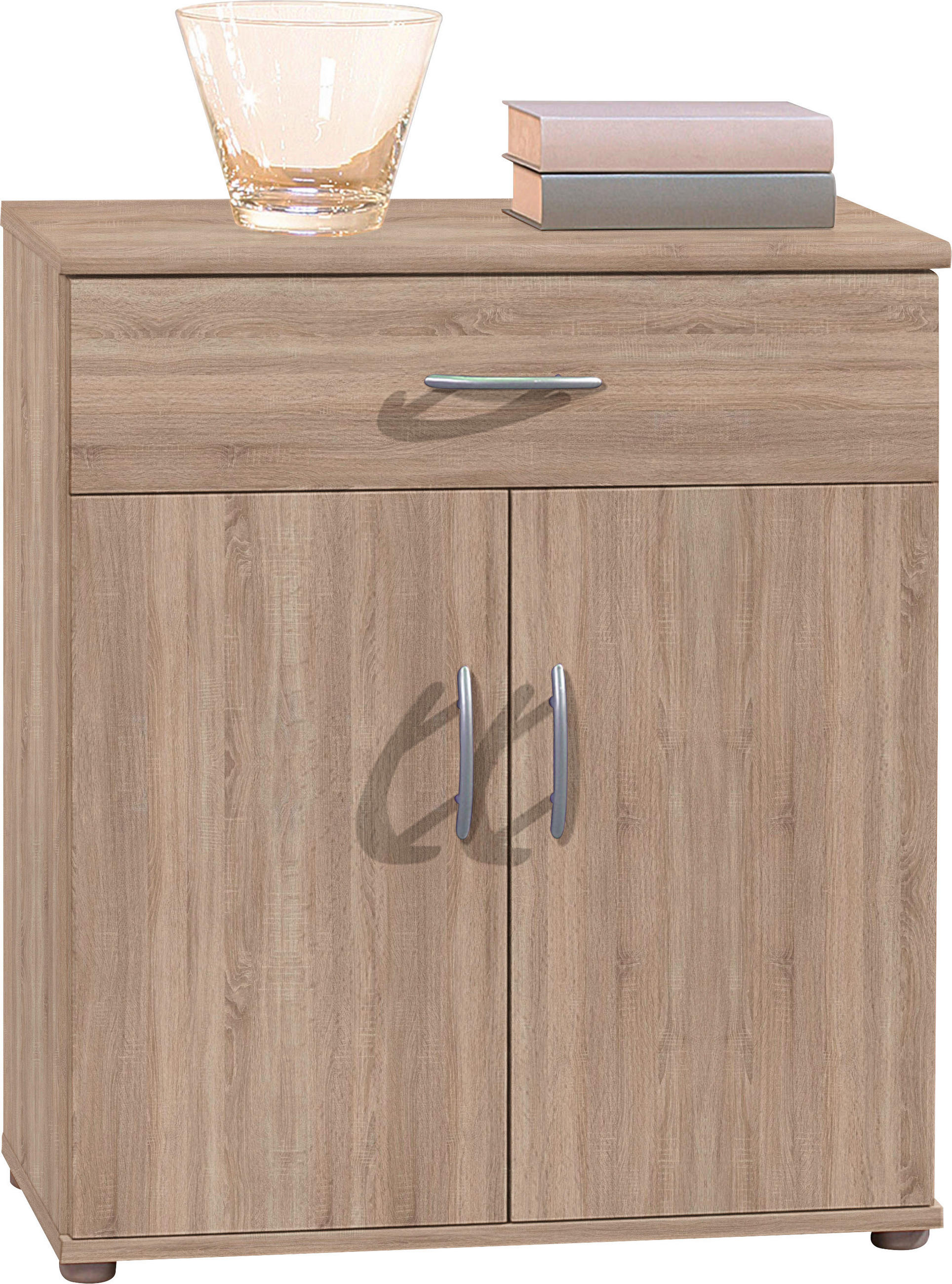 COMODĂ 60/70/30 cm  - argintiu/culoare lemn stejar, Konventionell, plastic/material pe bază de lemn (60/70/30cm) - MID.YOU