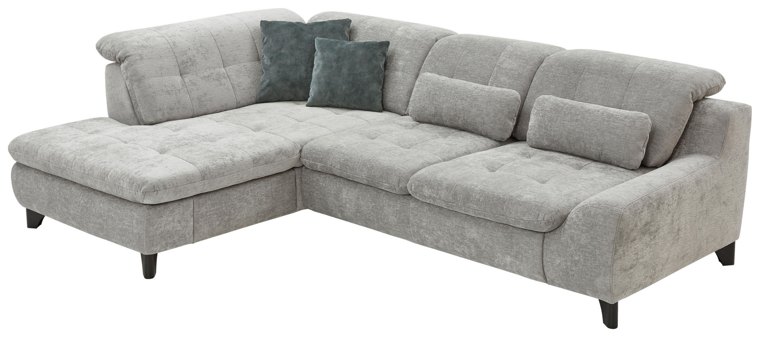 HÖRNSOFFA i chenille blå, grå  - blå/svart, Klassisk, metall/textil (200/281cm) - MID.YOU