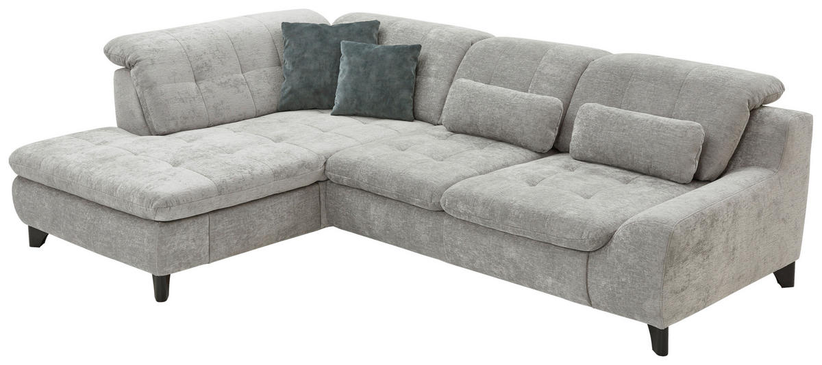HÖRNSOFFA i chenille blå, grå  - blå/svart, Klassisk, metall/textil (200/281cm) - MID.YOU