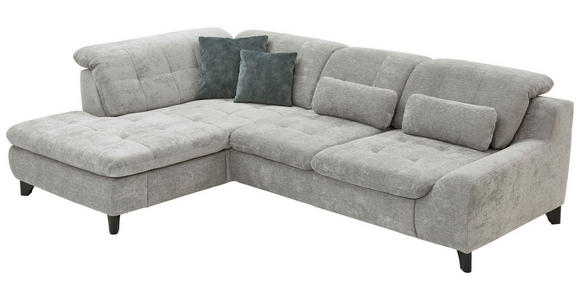 ECKSOFA inkl. Funktionen in Chenille Blau, Grau  - Blau/Schwarz, KONVENTIONELL, Textil/Metall (200/281cm) - Carryhome