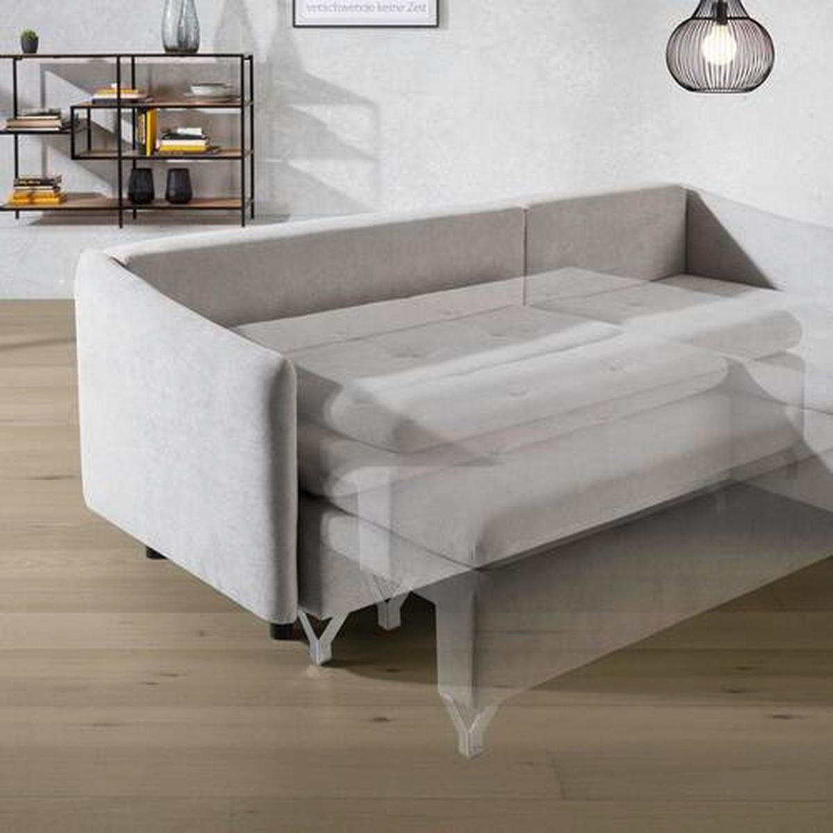 ECKSOFA in Struktur Hellbraun  - Hellbraun/Silberfarben, Design, Textil/Metall (223/146cm) - Ti'me