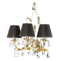 SVJETILJKA ZIDNA  - crna visoki sjaj/zlatne boje, Design, metal/tekstil (53/52/52cm)