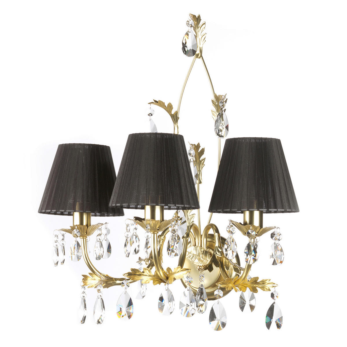 SVJETILJKA ZIDNA  - crna visoki sjaj/zlatne boje, Design, metal/tekstil (53/52/52cm)