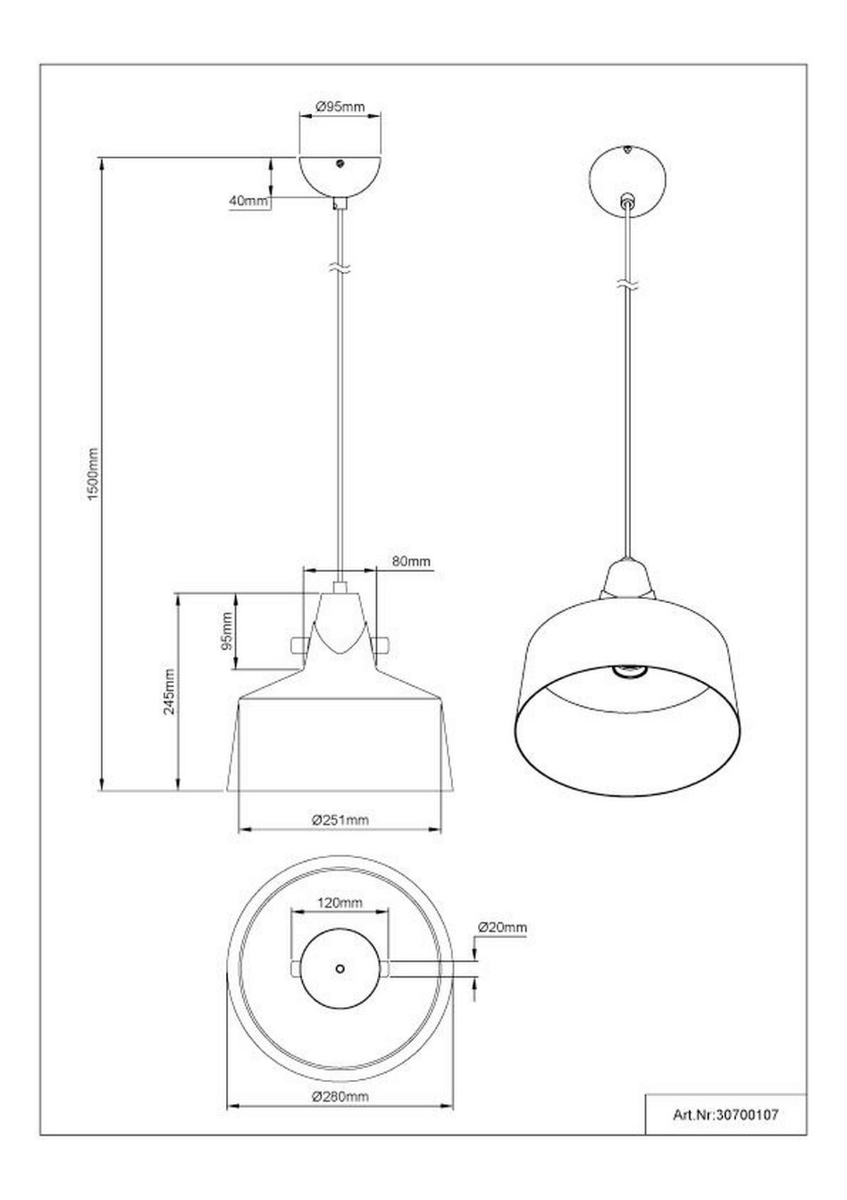 HÄNGELEUCHTE Melena 28/150 cm  - Braun/Weiß, Design, Metall (28/150cm) - Globo