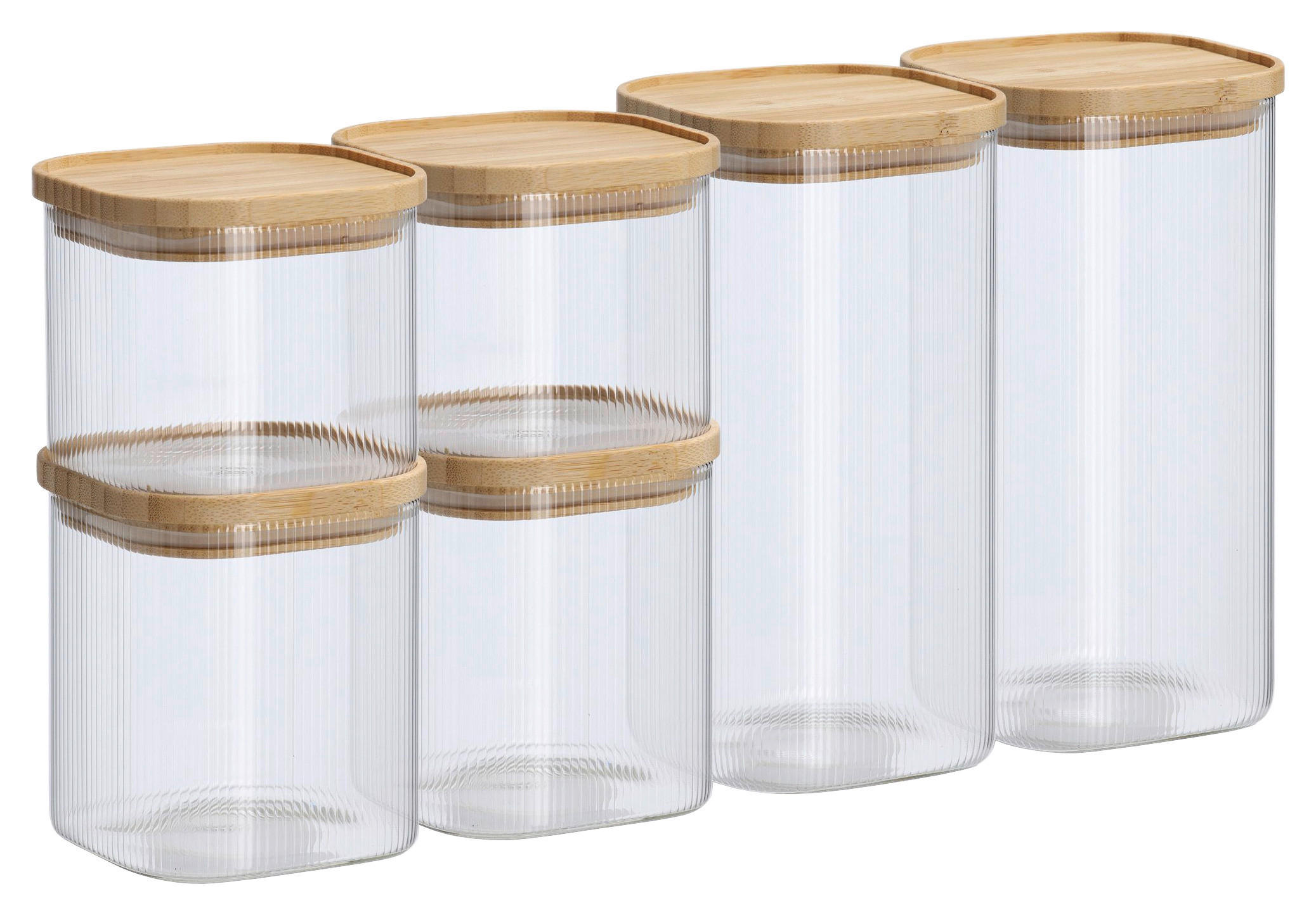 VORRATSGLÄSERSET 6-teilig  - Transparent/Naturfarben, Basics, Glas/Holz (27,5/28/25,5cm) - Zeller Present