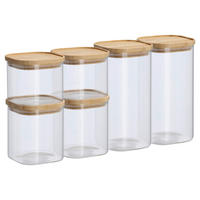 VORRATSGLÄSERSET 6-teilig  - Transparent/Naturfarben, Basics, Glas/Holz (27,5/28/25,5cm) - Zeller Present
