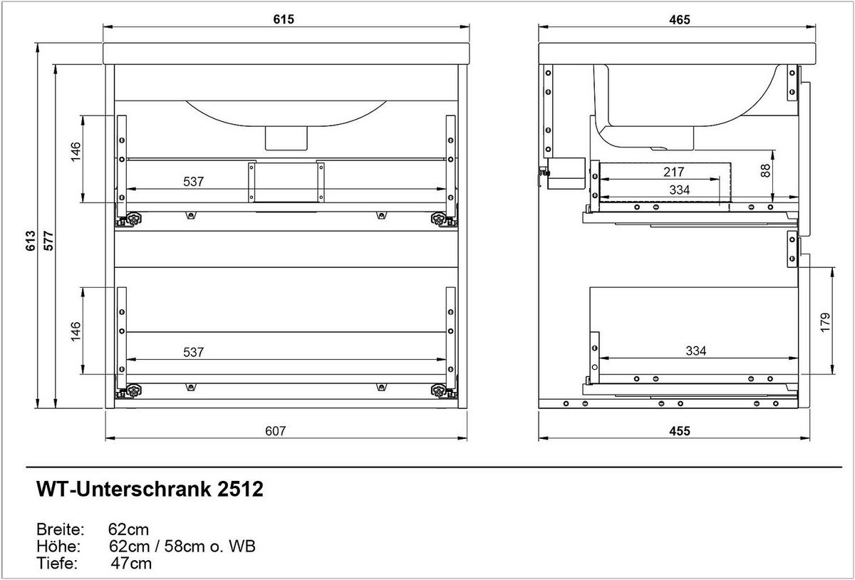 WASCHTISCHKOMBI  - Eichefarben/Graphitfarben, Design, Keramik/Holzwerkstoff (61/61/47cm) - Germania