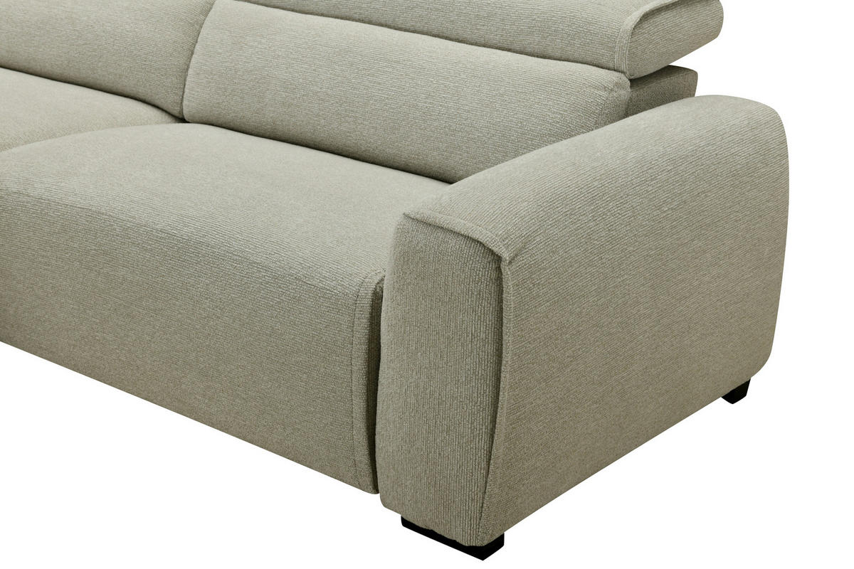 ECKSOFA Beige Mikrofaser  - Beige/Schwarz, Design, Holz/Textil (172/256cm) - Carryhome