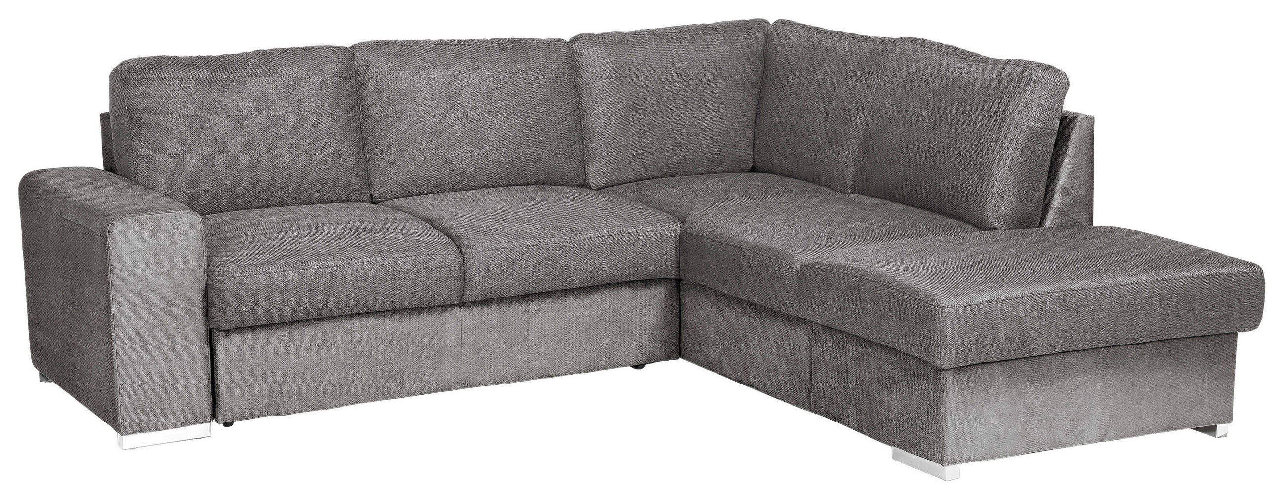 ECKSOFA in Mikrofaser Grau  - Chromfarben/Grau, Konventionell, Textil/Metall (248/213cm) - MID.YOU