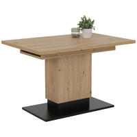 ESSTISCH Schwarz, Eiche Artisan rechteckig  ausziehbar  - Schwarz/Eiche Artisan, KONVENTIONELL, Holzwerkstoff (120-180/80/76cm) - Carryhome