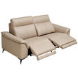 3-SITZER-SOFA in Leder Beige  - Beige/Schwarz, Design, Leder/Metall (208/105/98cm) - Emilio Belluti