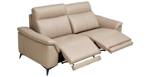 3-SITZER-SOFA in Leder Beige - Beige/Schwarz, Design, Leder/Metall (208/105/98cm) - Emilio Belluti