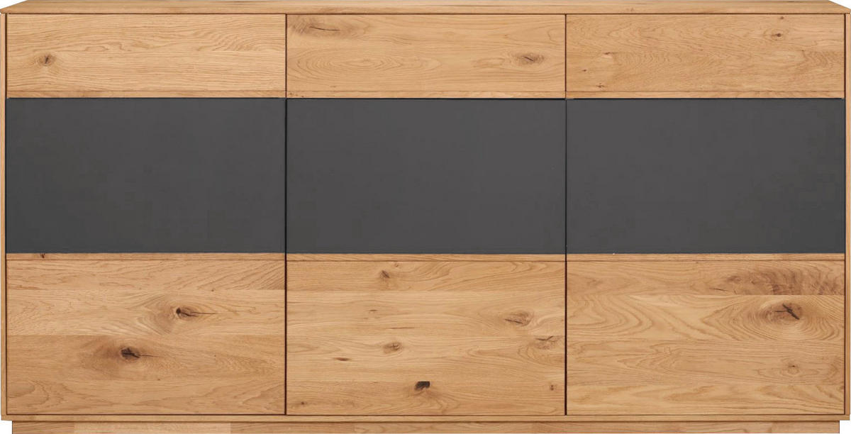 ŠIROKÁ KOMODA, dub, antracitová, farba duba, 177/89/42 cm - farba duba/antracitová, Design, drevo/sklo (177/89/42cm) - Valnatura