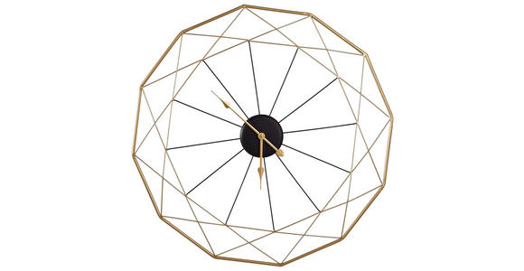 WANDUHR Schwarz, Goldfarben  - Goldfarben/Schwarz, Basics, Metall (87cm) - Ambia Home