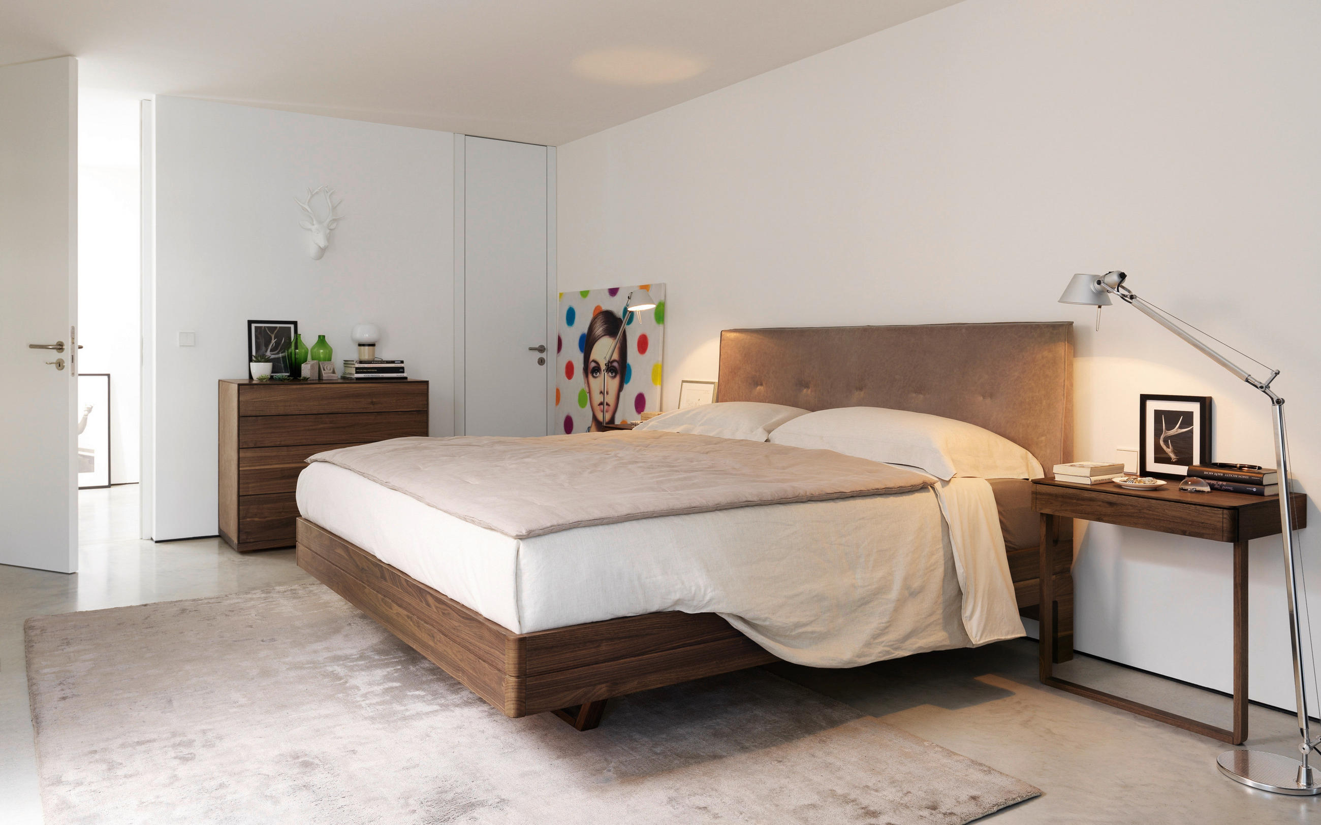 BETT 180/200 cm  in Nussbaumfarben, Dunkelbraun  - Dunkelbraun/Nussbaumfarben, Design, Leder/Holz (180/200cm) - TEAM 7
