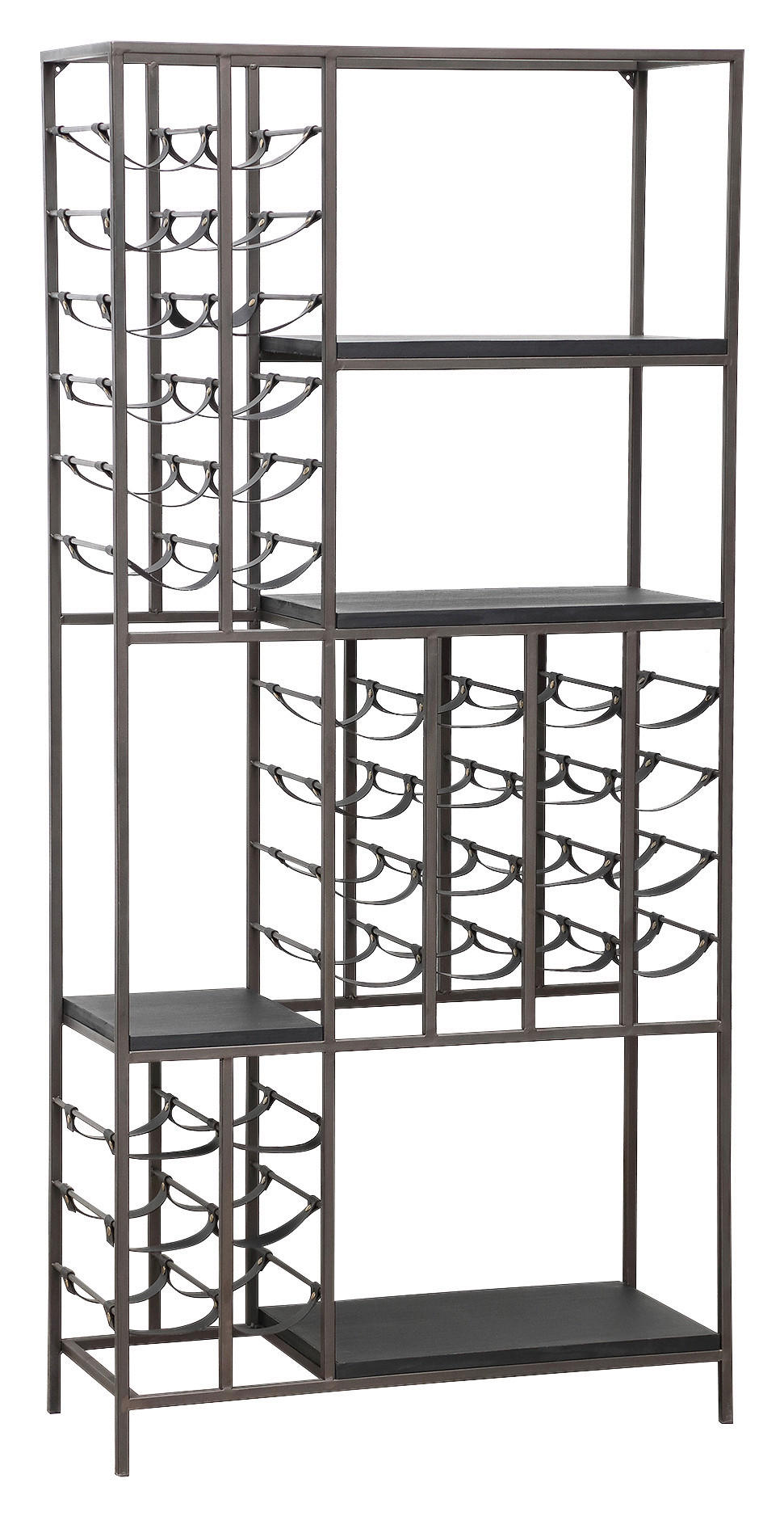 WEINREGAL  - Schwarz, Trend, Holzwerkstoff/Metall (86/183/35cm) - Ambia Home