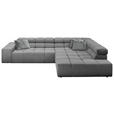 ECKSOFA  in Feincord Grau  319/215 cm  - Schwarz/Grau, Design, Kunststoff/Textil (319/215cm) - Hom`in