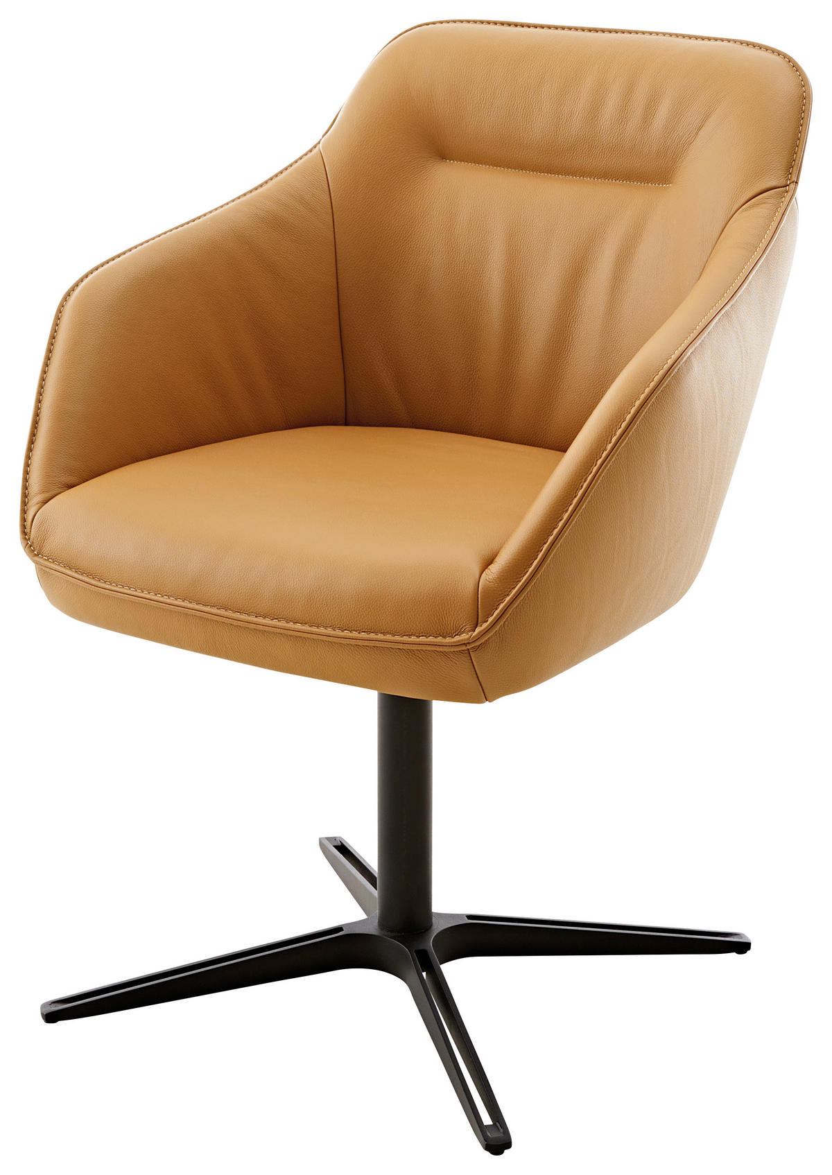 ARMLEHNSTUHL  in Echtleder pigmentiert  - Beige/Bernsteinfarben, Design, Leder/Metall (60/84/67cm) - Koinor
