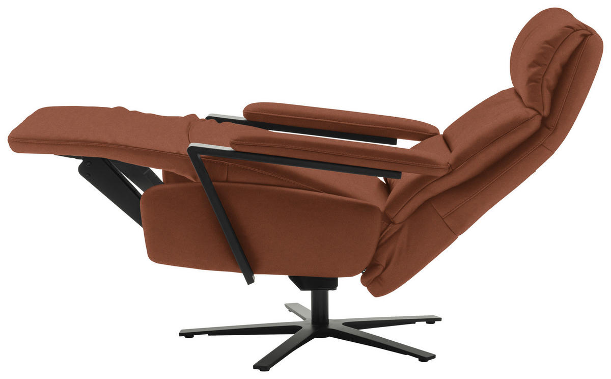 FERNSEHSESSEL in Cognac  - Cognac/Schwarz, Design, Leder/Metall (74/111/85cm) - Schöner Wohnen