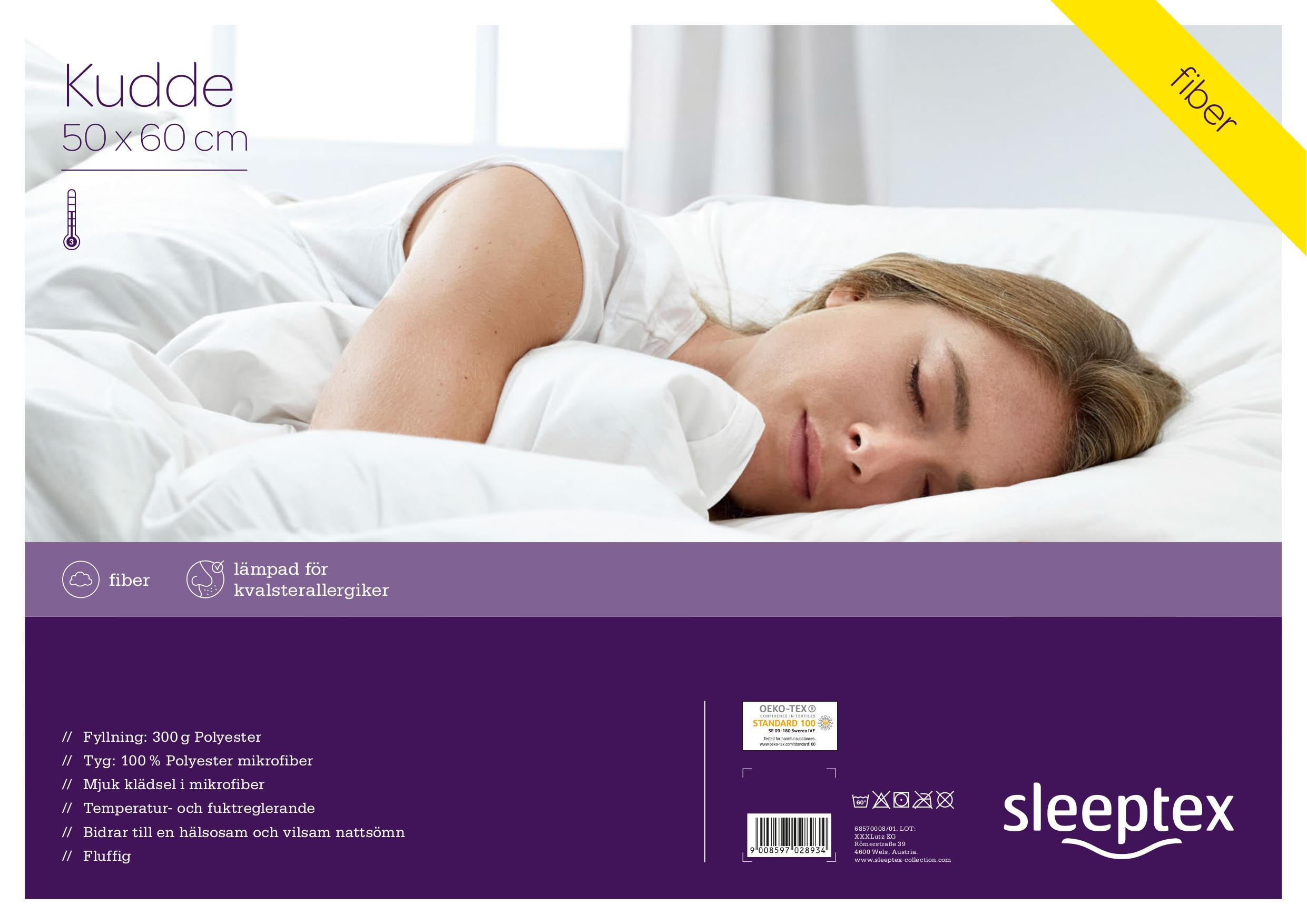 KUDDE 50/60 cm   - vit, Basics, textil (50/60cm) - Sleeptex